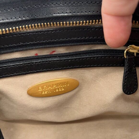 BRAHMIN Small Black Smooth Leather Shoulder Bag Purse - Picture 10 of 15